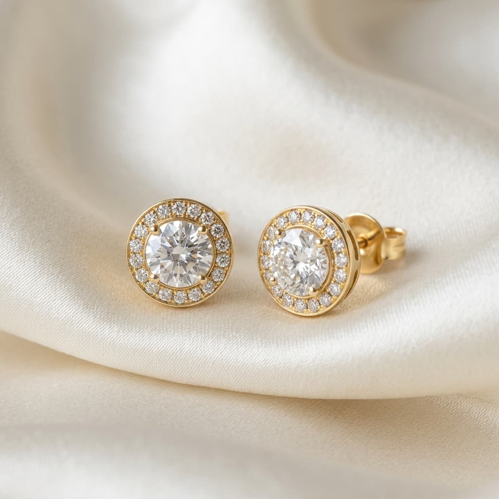 Royal Halo Diamond Stud Earrings